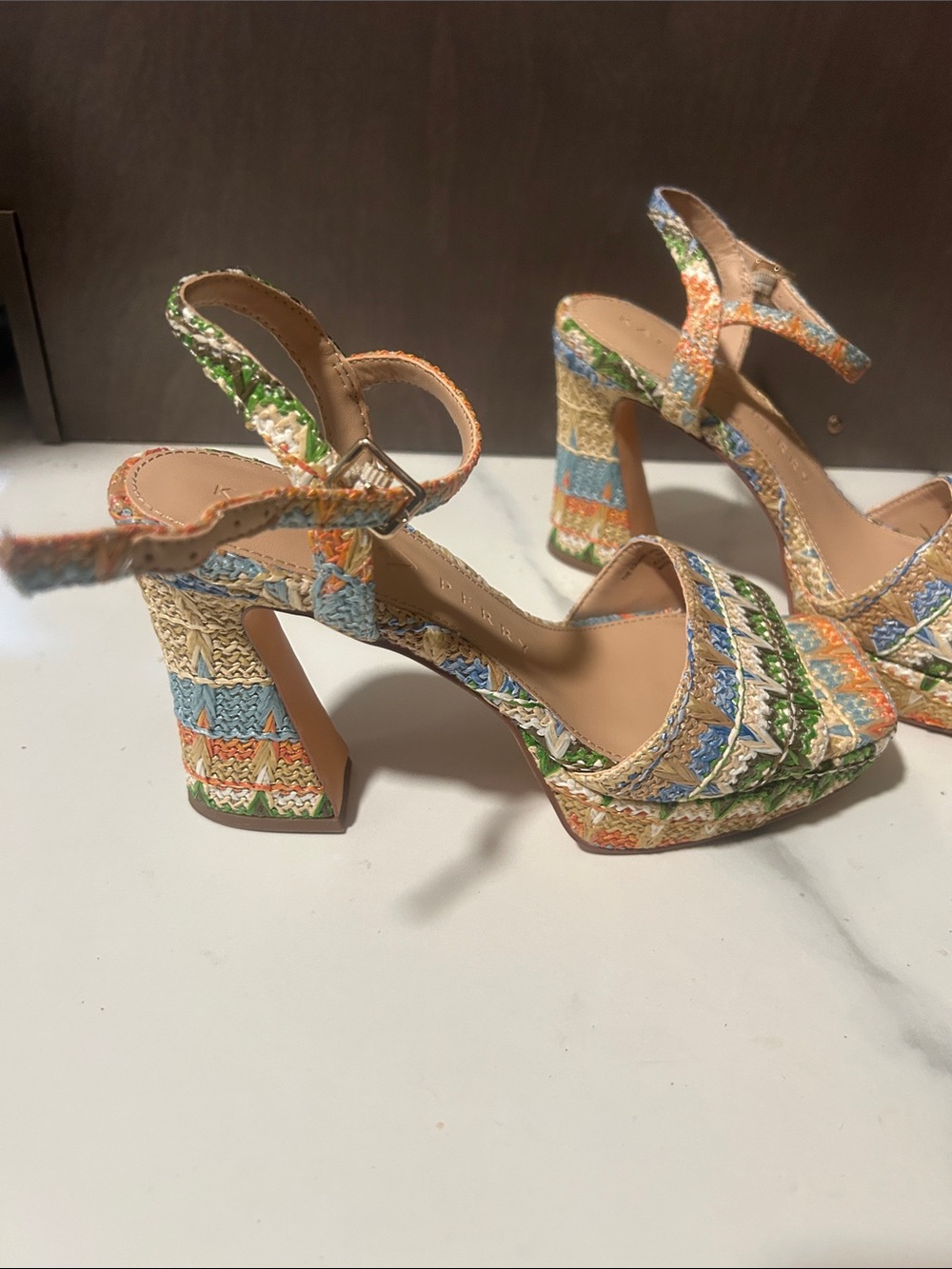 Katy Perry Collections “The Steady”Multicolor Woven Ankle-Strap Platform Sandals - Picture 3 of 11